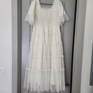 JessaKae Ivory Puff Sleeve Maxi Dress